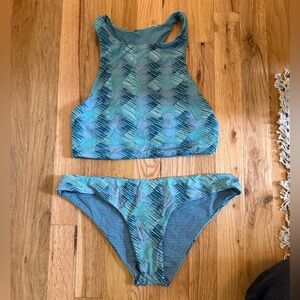 Carve Designs Reversible Blue and Green Striped Bikini Set